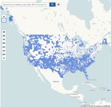 Map of economic and environmental risk in the US