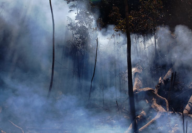 Smoke rises from Amazon rainforest fire